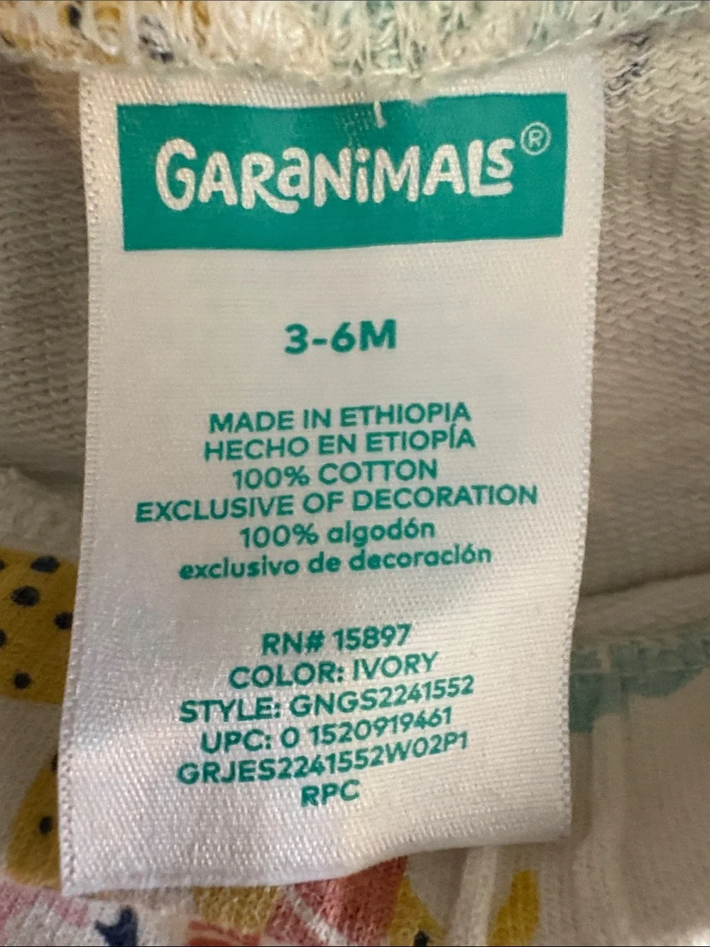 Garanimals Neutral Romper with Pastel Floral shorts safari animals
